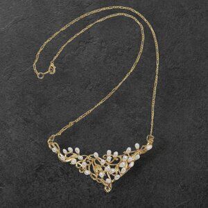 Vintage marked Duri Gold Tone Freshwater Pearl Branch Necklace 22” Signed